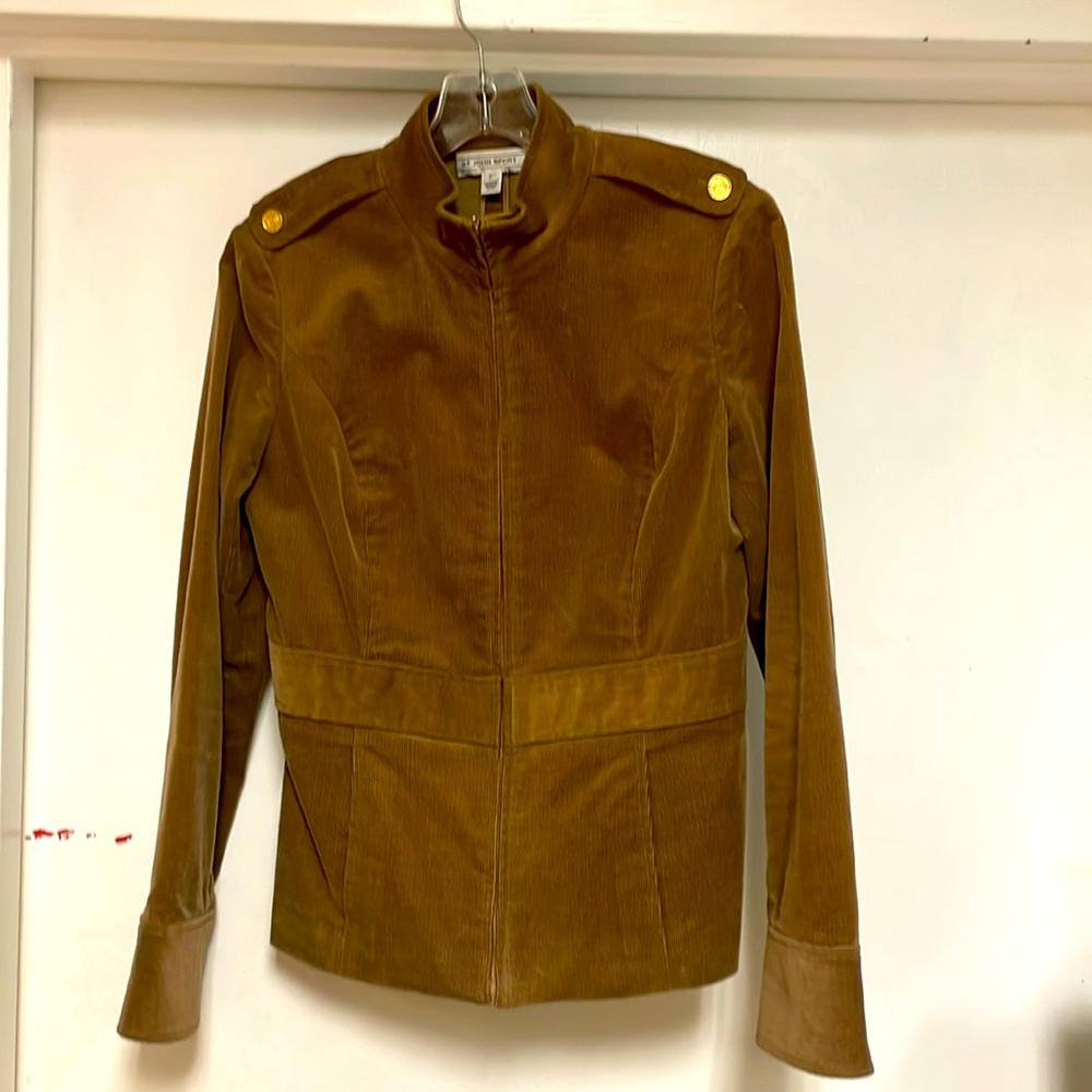 St John Sport Tan Corduroy Zip Up Jacket